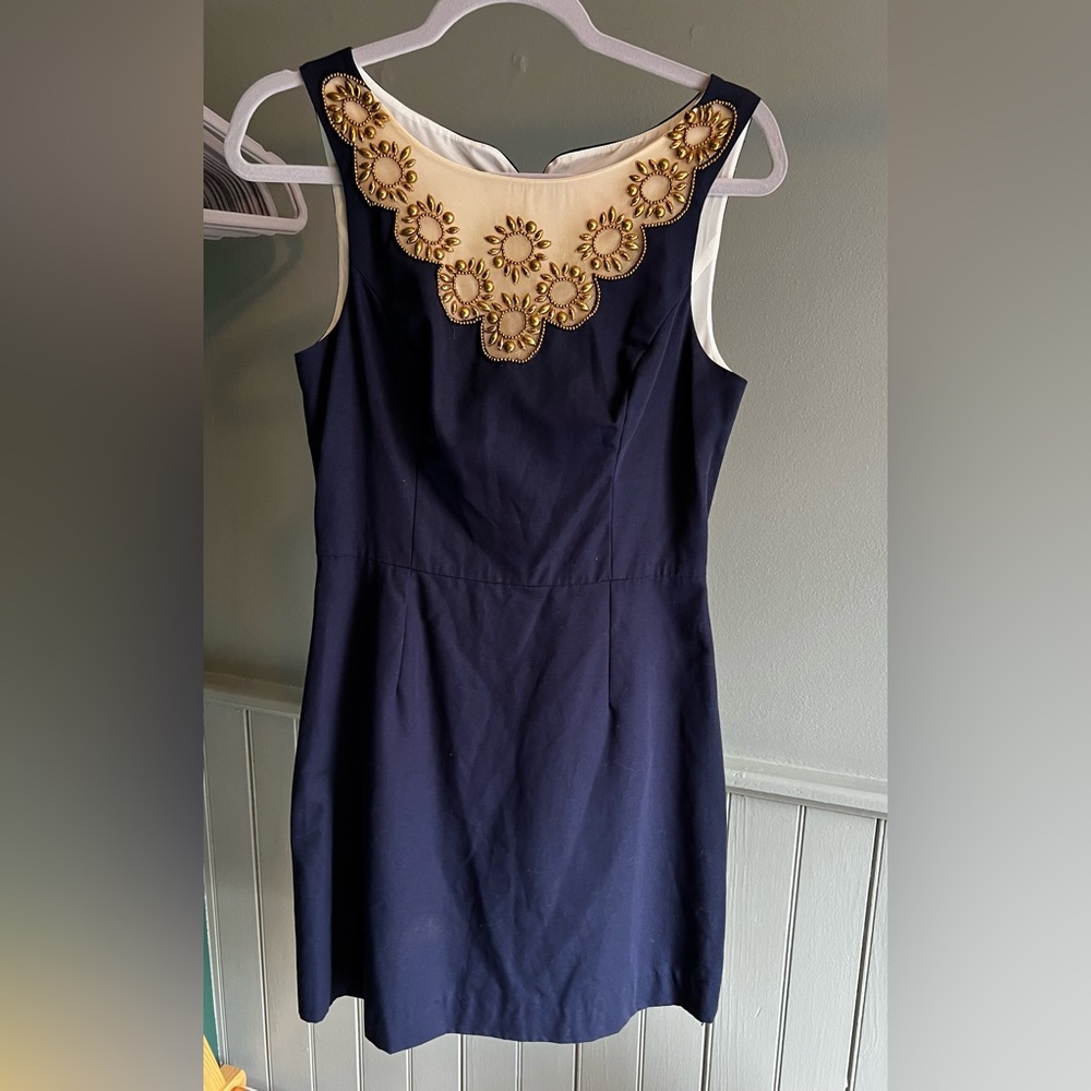 Lilly Pulitzer Navy Gold beaded Wythe dress 4